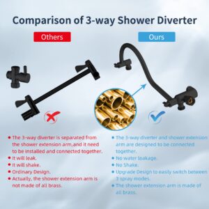 Hibbent 8 Inch High Pressure Rainfall Shower Head/Handheld Showerhead Combo with 12 Inch Adjustable Curved Shower Extension Arm,7-Spray,71-inch Hose Adhesive Showerhead Holder,Oil-Rubbed Bronze