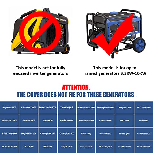 GEHENG Generator Running Cover,100% Waterproof Generator Cover,With Stand,Universal Kit,Fits Most 5500W-15000W Framed Generators,for Westinghouse, Champion, DuroMax, Generac and More,38"x28"x25",grey.