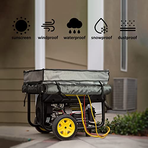 GEHENG Generator Running Cover,100% Waterproof Generator Cover,With Stand,Universal Kit,Fits Most 5500W-15000W Framed Generators,for Westinghouse, Champion, DuroMax, Generac and More,38"x28"x25",grey.