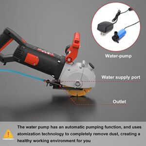 LASIEYO Wall Chaser Concrete Cutter, 5500w Electric Concrete Groove Cutting Machine with 5 Pieces Saw Blades and Laser Function for Brick Granite Marble Concrete, 42mm Cutting Width and Cutting Depth