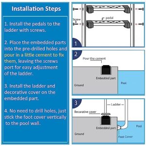 WECIYGG 3-Step Swimming Pool Ladder with Stainless Steel Non-Slip Pedals for Indoor/Outdoor Pools, Weight Capacity 330lbs, Sturdy and Durable Poolladder Easy to Install and Climb (3 Step)