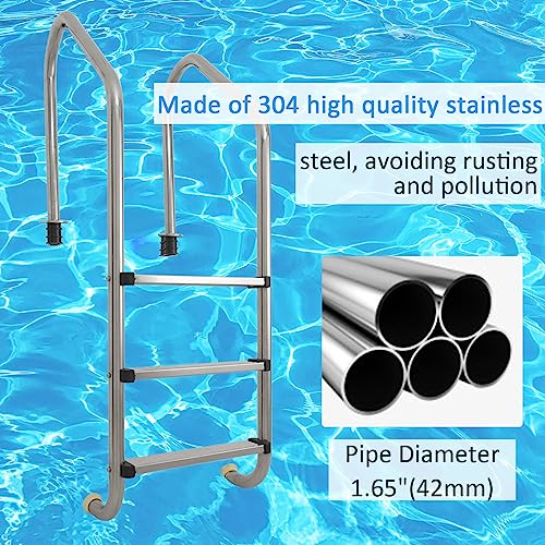 WECIYGG 3-Step Swimming Pool Ladder with Stainless Steel Non-Slip Pedals for Indoor/Outdoor Pools, Weight Capacity 330lbs, Sturdy and Durable Poolladder Easy to Install and Climb (3 Step)