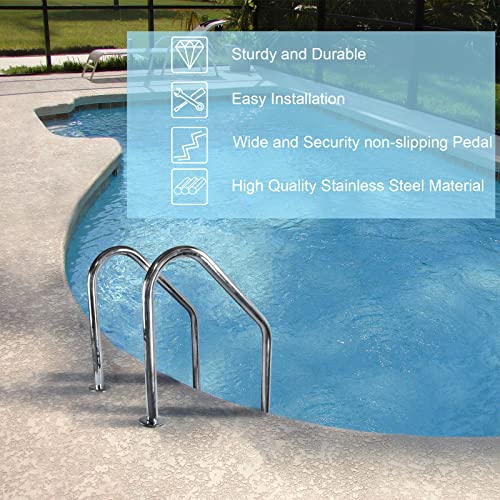 WECIYGG 3-Step Swimming Pool Ladder with Stainless Steel Non-Slip Pedals for Indoor/Outdoor Pools, Weight Capacity 330lbs, Sturdy and Durable Poolladder Easy to Install and Climb (3 Step)