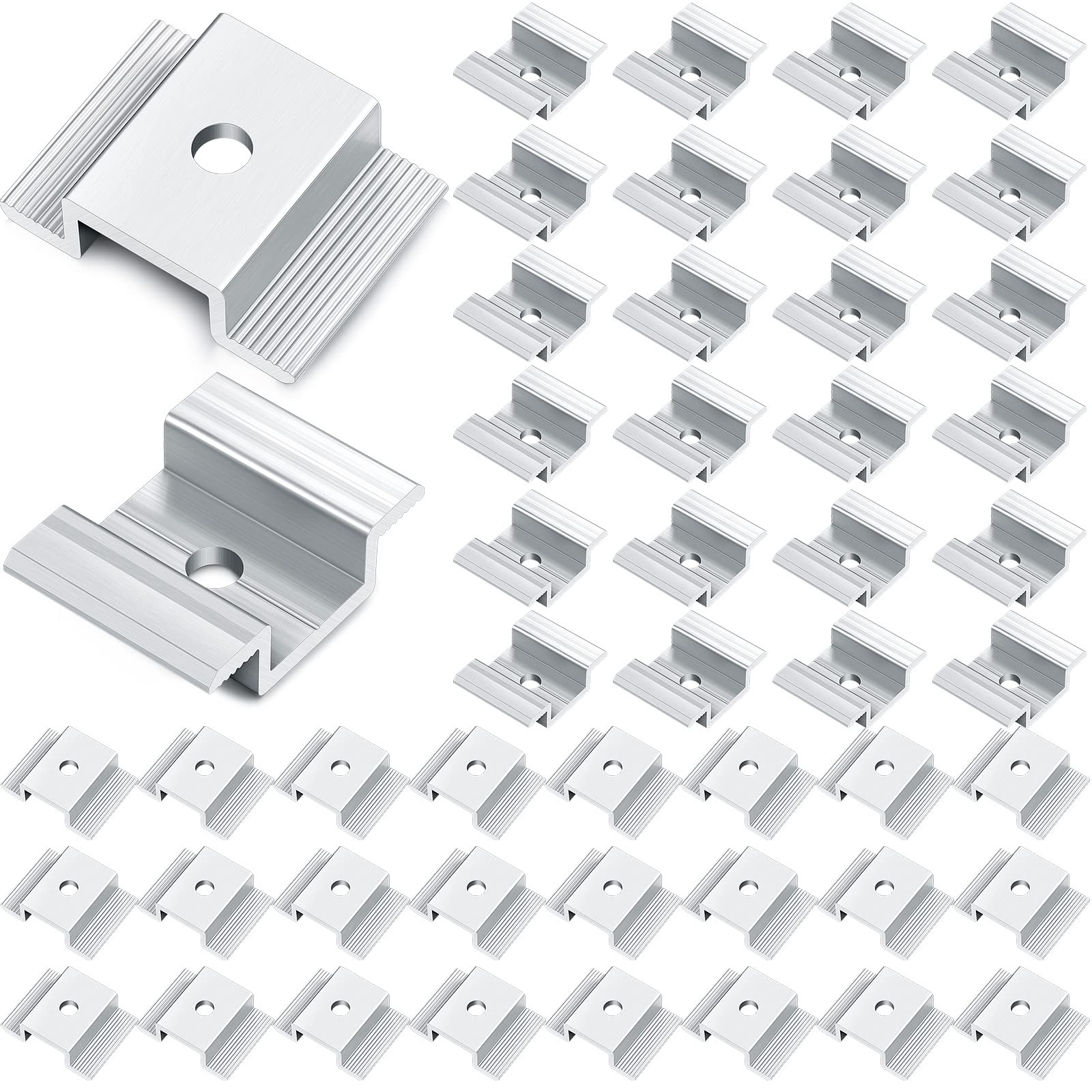 Zhengmy Solar Panel Mid Clamps 1.06 Inch Solar Panel Bracket Aluminium Mounting Accessories Aluminum Solar Mid Clamp for Solar Panel Mounting Solar Panel Mid Clamp (48 Pack)