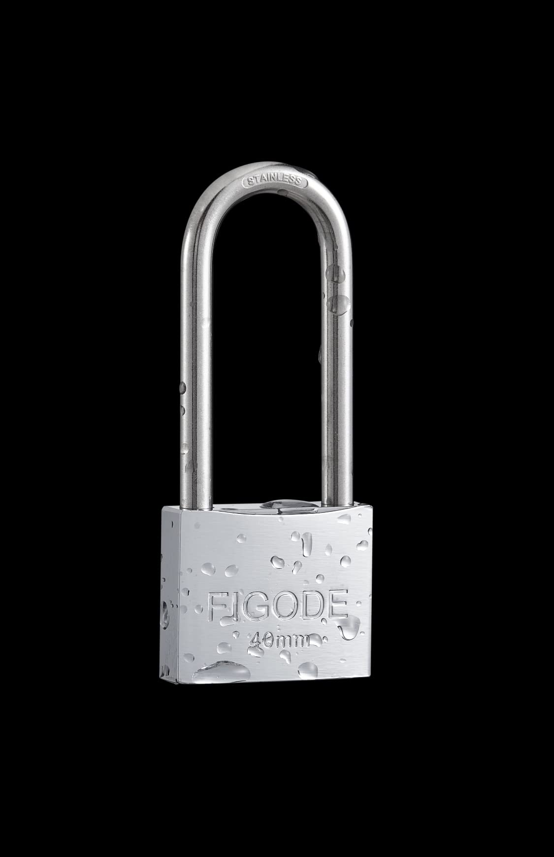 FIGODE® Marine Grade Rustproof Padlock with Stainless Steel Shackle and Chrome Plated Brass Body, Outdoor Padlock Weatherproof, Keyed Different, 2.3 in. Long Shackle, 1 Pack