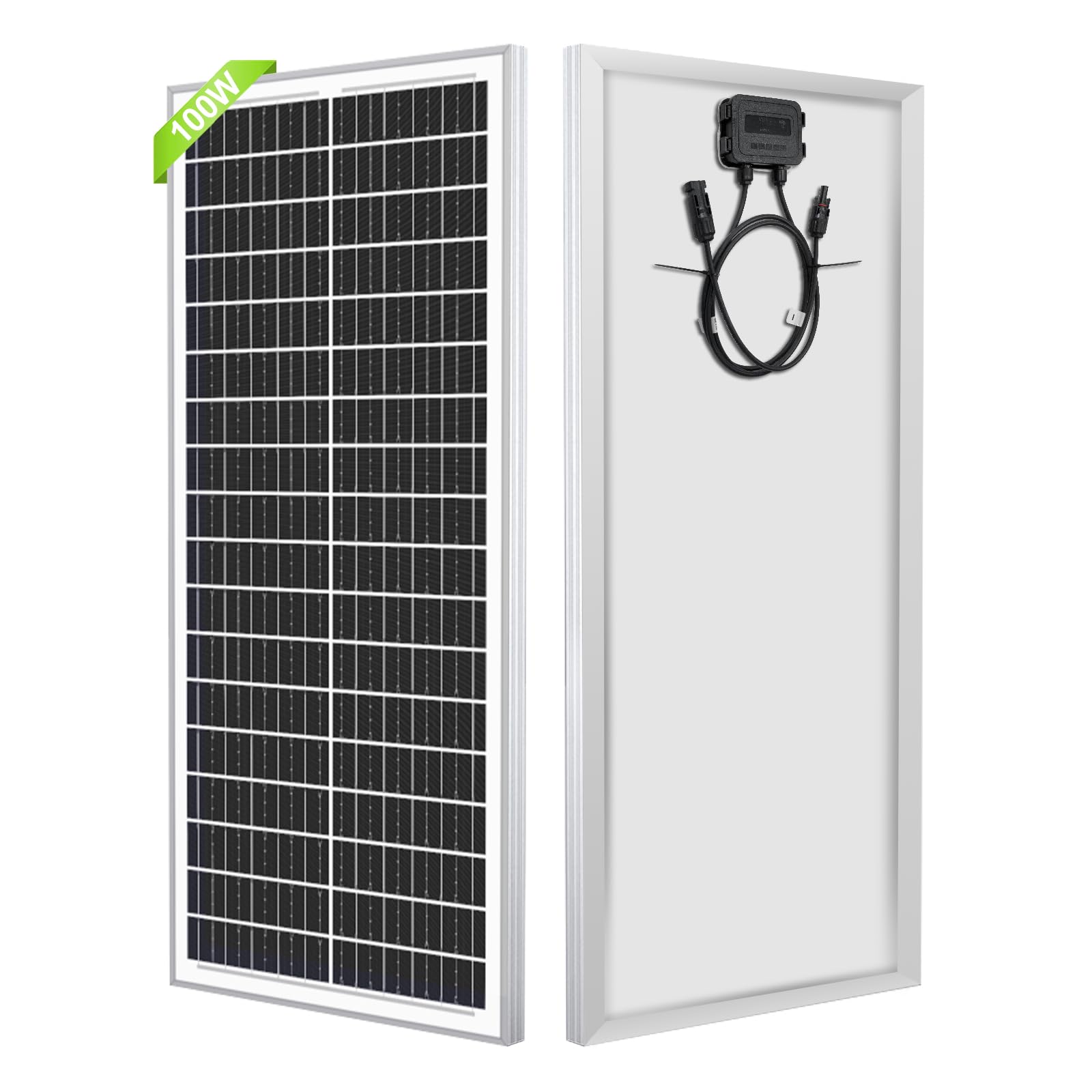 WERCHTAY 100 Watt Solar Panel 12V/24V Monocrystalline, High-Efficiency Module PV Power Charger Solar Panels for Homes Camping RV Battery Boat Caravan and Other Off-Grid Applications (100W)