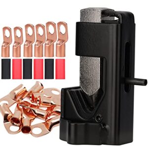hammer lug crimper tool for welding cables wire terminal crimp 16 awg to 4/0 wire gauge,12pcs awg 6 8 10 12(5/16" 1/4") wire copper lugs,24pcs 3:1 dual wall adhesive heat shrink tubing