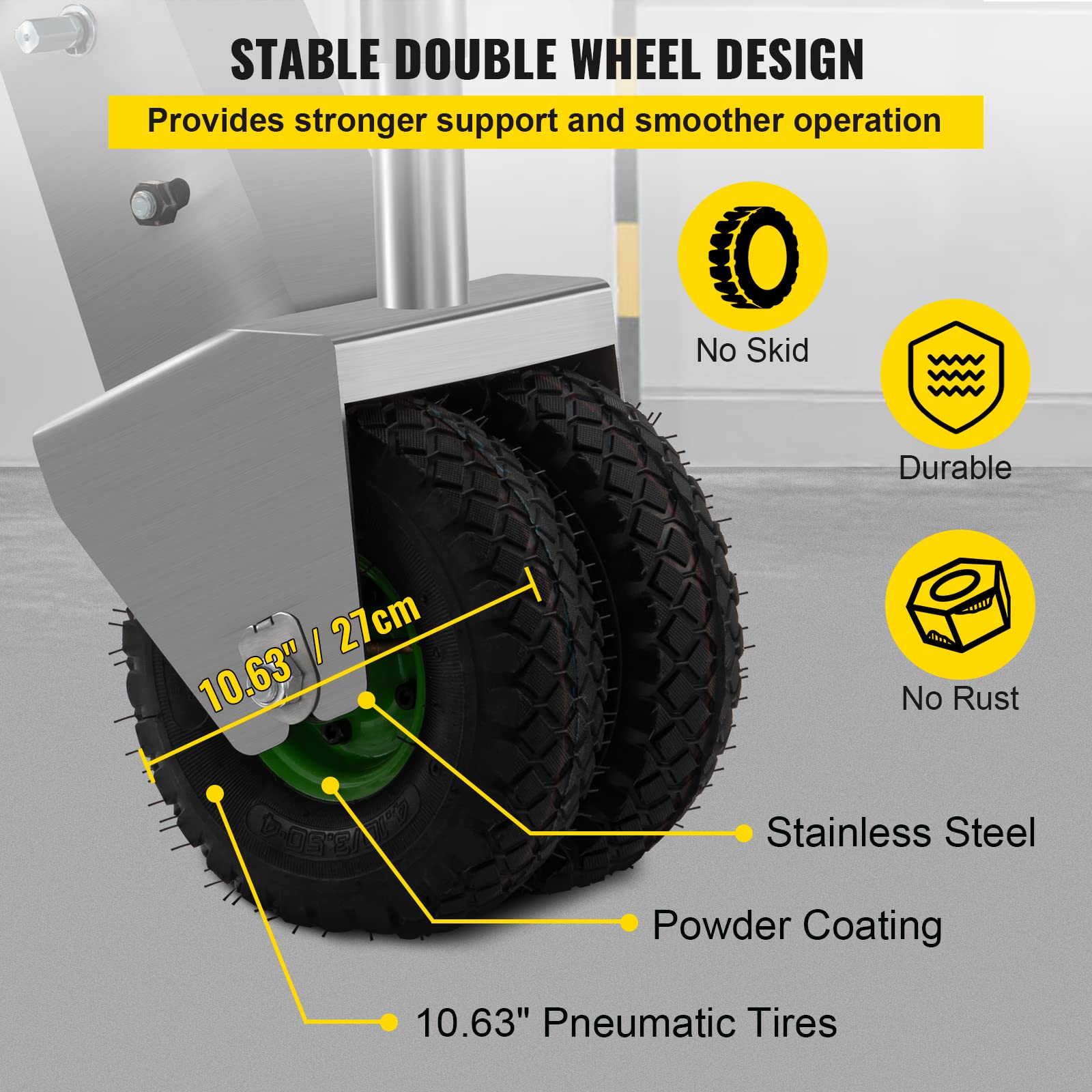 VEVOR Manual Trailer Dolly, 5000lb Load Capacity Trailer Mover Valet w/ 6.3" Hitch Plate & 10.63" Wheels, 10.64" Adjustable Height, Heavy-Duty Trailer Jack Tug for Car, RV, Boat, and Travel Trailers