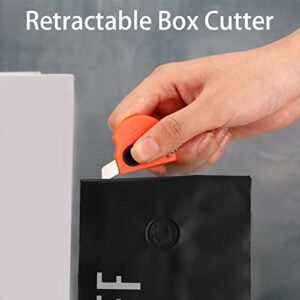 30 Pieces Mini Portable Box Cutter with Keychain Auto Retractable Pocket Utility Letter Opener Small Office Safety Art Cutter for Opening Packages Paper Cutting DIY Crafts, 3 Colors