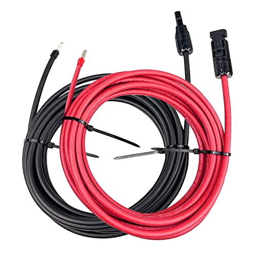 PowMr 16 Feet 10AWG(6mm²) Solar Extension Cable with Female and Male Connector Solar Panel Adaptor Kit Tool(Red & Black)