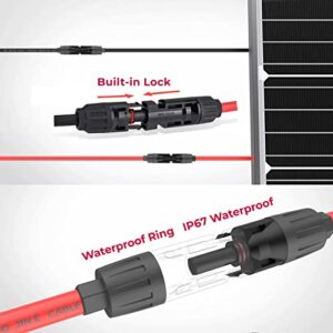 PowMr 16 Feet 10AWG(6mm²) Solar Extension Cable with Female and Male Connector Solar Panel Adaptor Kit Tool(Red & Black)