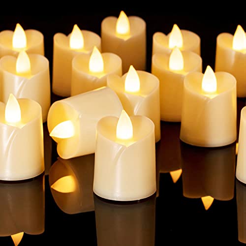 Homemory 48Pack Flameless Flickering Led Votive Tealight Candles,200+Hour Lasting Battery Operated Candles,Soft White for Valentine's Day,Wedding,Proposal Anniversary (Ivory Base,Battery Included)