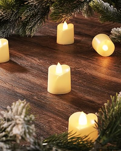 Homemory 48Pack Flameless Flickering Led Votive Tealight Candles,200+Hour Lasting Battery Operated Candles,Soft White for Valentine's Day,Wedding,Proposal Anniversary (Ivory Base,Battery Included)