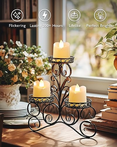 Homemory 48Pack Flameless Flickering Led Votive Tealight Candles,200+Hour Lasting Battery Operated Candles,Soft White for Valentine's Day,Wedding,Proposal Anniversary (Ivory Base,Battery Included)