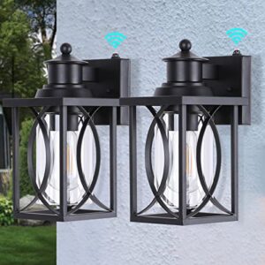 partphoner outdoor light fixtures dusk to dawn outdoor wall lighting 2 pack, black outside wall sconce waterproof exterior wall lantern for house porch garage doorway patio