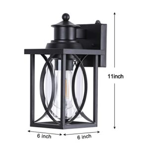 PARTPHONER Outdoor Light Fixtures Dusk to Dawn Outdoor Wall Lighting 2 Pack, Black Outside Wall Sconce Waterproof Exterior Wall Lantern for House Porch Garage Doorway Patio