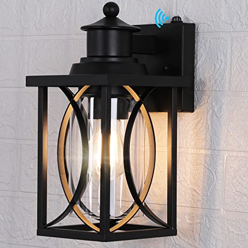 PARTPHONER Outdoor Light Fixtures Dusk to Dawn Outdoor Wall Lighting 2 Pack, Black Outside Wall Sconce Waterproof Exterior Wall Lantern for House Porch Garage Doorway Patio