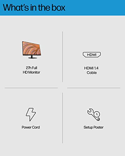 HP 27h Full HD Monitor - Diagonal - IPS Panel & 75Hz Refresh Rate - Smooth Screen - 3-Sided Micro-Edge Bezel - 100mm Height/Tilt Adjust - Built-in Dual Speakers - for Hybrid Workers,Black