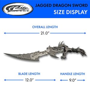 SZCO Supplies 926966 Jagged Dragon Printed Display Fantasy Sword with Wooden Display Stand, 21" Length