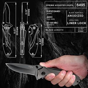 Grand Way Bundle of 2 Items - Pocket Knife for Men - Folding Knofe - EDC Fold Knives - Sharp Blade Knifes - Tactical Knofe - Camping Hunting Hiking Fishing EDC Survival Knife Gifts for Men