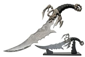 szco supplies 21” jagged scorpion printed display fantasy sword with wooden display stand