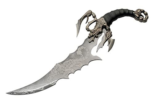 SZCO Supplies 21” Jagged Scorpion Printed Display Fantasy Sword With Wooden Display Stand