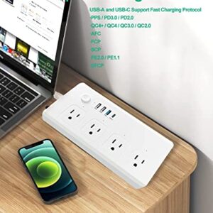 XENON Power Strips 40W, Surge Protector with 4 AC Outlets and USB A (QC 18W) + USB C (PD 40W), USB C Fast Charging, 5Ft Extension Cord, Overload Protection, for Home, Office, Travel