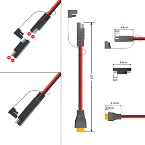 ELFCULB 12AWG 2FT SAE to XT60 Connector Extension Cable with SAE Polarity Reverse Adapter for Solar Generator Portable Power Station Solar Panel