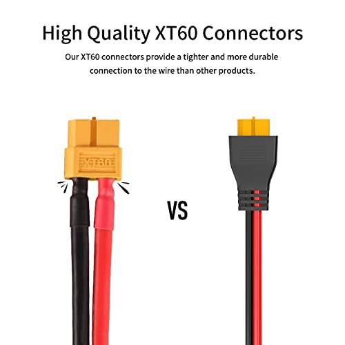 ELFCULB 12AWG 2FT SAE to XT60 Connector Extension Cable with SAE Polarity Reverse Adapter for Solar Generator Portable Power Station Solar Panel