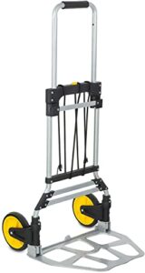 mount plus a1 compact folding hand truck and dolly with capacity of 264lbs | aluminum heavy-duty luggage trolley cart with telescoping handle and rubber wheels | good for indoor outdoor moving travel
