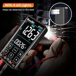 Touchscreen Digital Multimeter, Seesii 10000 Counts TRMS Auto-Ranging Voltmeter, Fast Accurately Measures AC/DC Amp Ohm Voltage Resistance Continuity Capacitance Temperature with Backlight Flashlight