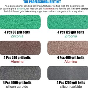 24 Pack 3/8" x 13" Replacement Sander Belt Kit for Astro Tools 3036 Air Belt Sander - 80/120/240/400/1000/1200 Grits Sanding Belt