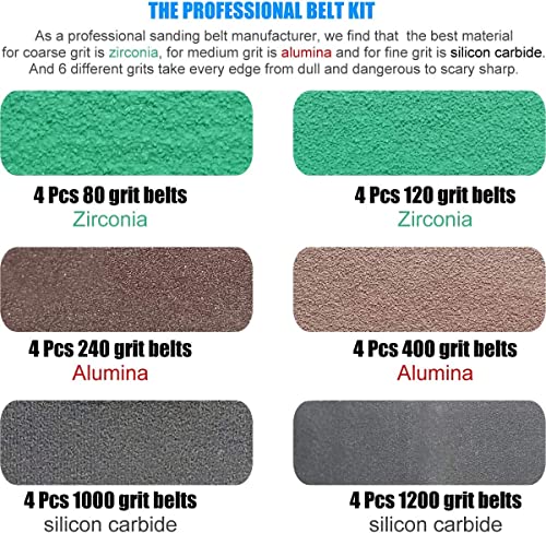 24 Pack 3/8" x 13" Replacement Sander Belt Kit for Astro Tools 3036 Air Belt Sander - 80/120/240/400/1000/1200 Grits Sanding Belt