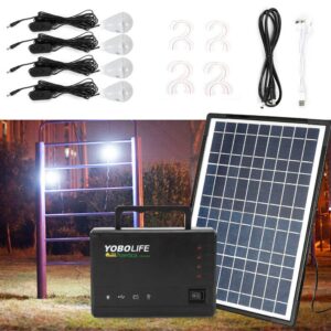 Solar Generator-Portable power generator with solar panel,LED Light USB Charger Camping with 4 Bulbs,Reusable Solar Generator Power Storage Power Panel, Emergency Power Supply