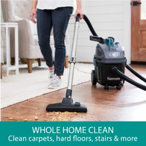 Kenmore KW3050 Wet Dry Canister Vac 4 Gallon 5 Peak HP 2-Stage Motor Shop Vacuum Cleaner with Washable HEPA Filter & Dust Bags for Hard Floor & Carpet, Black