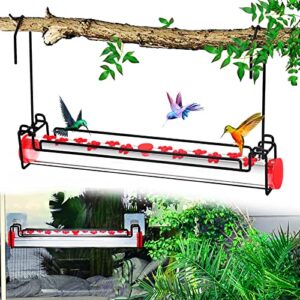 hummingbird feeder for outdoors hanging, hanging & window two-mode horizontal hummingbird feeder tube, with perch for standing and drinking, 12 feeding ports, leak & bee proof, easy to clean & fill