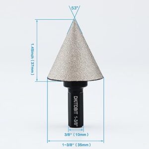 Diamond Countersink Drill Bits 1-3/8" Diamond Beveling Chamfer Bit for Enlarging Trimming Shaping Holes in Porcelain Ceramic Granite Marble Tiles, 3/8" Hex Shank