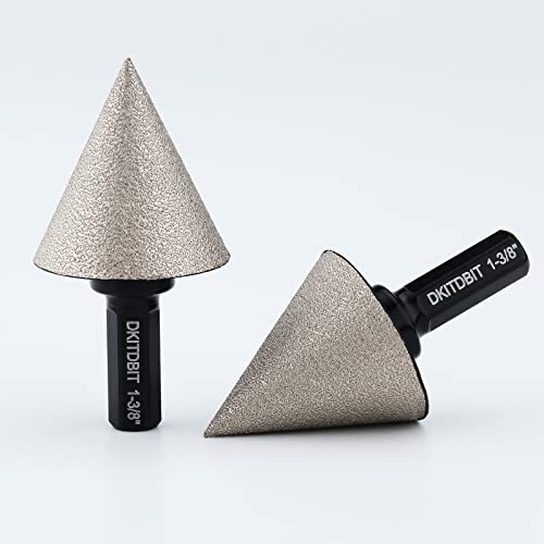 Diamond Countersink Drill Bits 1-3/8" Diamond Beveling Chamfer Bit for Enlarging Trimming Shaping Holes in Porcelain Ceramic Granite Marble Tiles, 3/8" Hex Shank