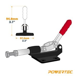 POWERTEC 4PK Toggle Clamp, 500lbs Holding Capacity, 305CM Quick Release Push/Pull Clamp for Woodworking Jigs and Fixtures, Pocket Hole Jigs, Welding, CNC (20318-P4)