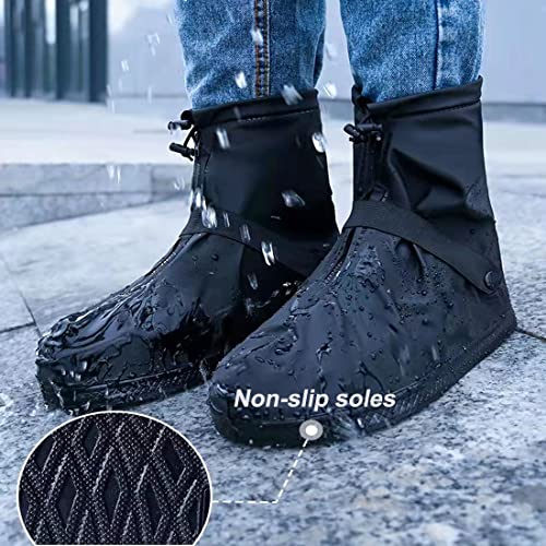 VBoo Shoe Covers with Zipper Hard Sole Version Waterproof Shoe Covers Reusable Galoshes for Rainy and Snowy Outdoors Garden etc, Rain Boots for Men Women Kid (XXX-Large, Black)
