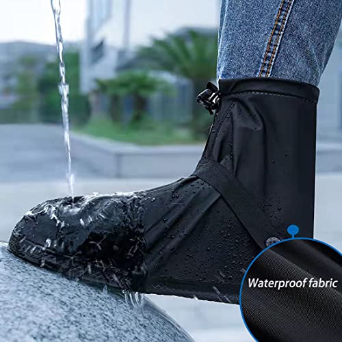 VBoo Shoe Covers with Zipper Hard Sole Version Waterproof Shoe Covers Reusable Galoshes for Rainy and Snowy Outdoors Garden etc, Rain Boots for Men Women Kid (XXX-Large, Black)