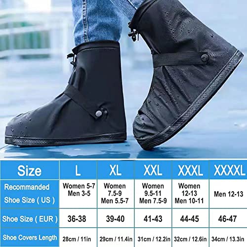 VBoo Shoe Covers with Zipper Hard Sole Version Waterproof Shoe Covers Reusable Galoshes for Rainy and Snowy Outdoors Garden etc, Rain Boots for Men Women Kid (XXX-Large, Black)