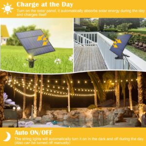 ZJOJO Solar String Lights Outdoor Waterproof 100FT(50FT*2Pack), Solar Lights Outdoor with 30+2 Shatterproof Bulbs IP65, Patio Lights Solar Powered &USB Port, LED String Solar Lights for Outside Decor