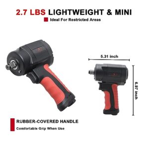 AEROPRO TOOLS 1/2-Inch composite Mini Air Impact Wrench(AP9515),compact design with 500FT-LBS strong torque