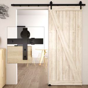 daazhai 5 ft sliding door hardware:easy to install -smoothly and quietly sliding barn door hardware kit single door track low ceiling barn door hardware kit, modular track with stable connection