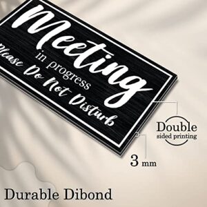 Do Not Disturb Door Hanger Sign - 10 x 5 Dibond Meeting In Progress Door Sign - Two Sided Reversible Door Sign - In a Meeting Sign for Office Door