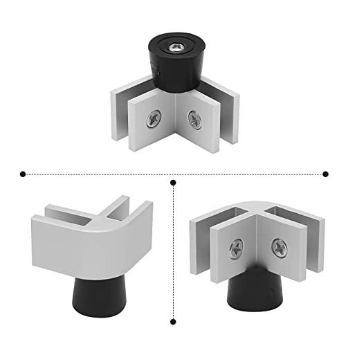 Aluminum Flame Guard Glass Connector 4 Tempered Glass Connectors with Rubber Feet for Custom Sized Fire Pit Wind Guard Suitable for 3/16? Tempered Glass