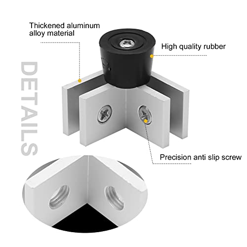 Aluminum Flame Guard Glass Connector 4 Tempered Glass Connectors with Rubber Feet for Custom Sized Fire Pit Wind Guard Suitable for 3/16? Tempered Glass