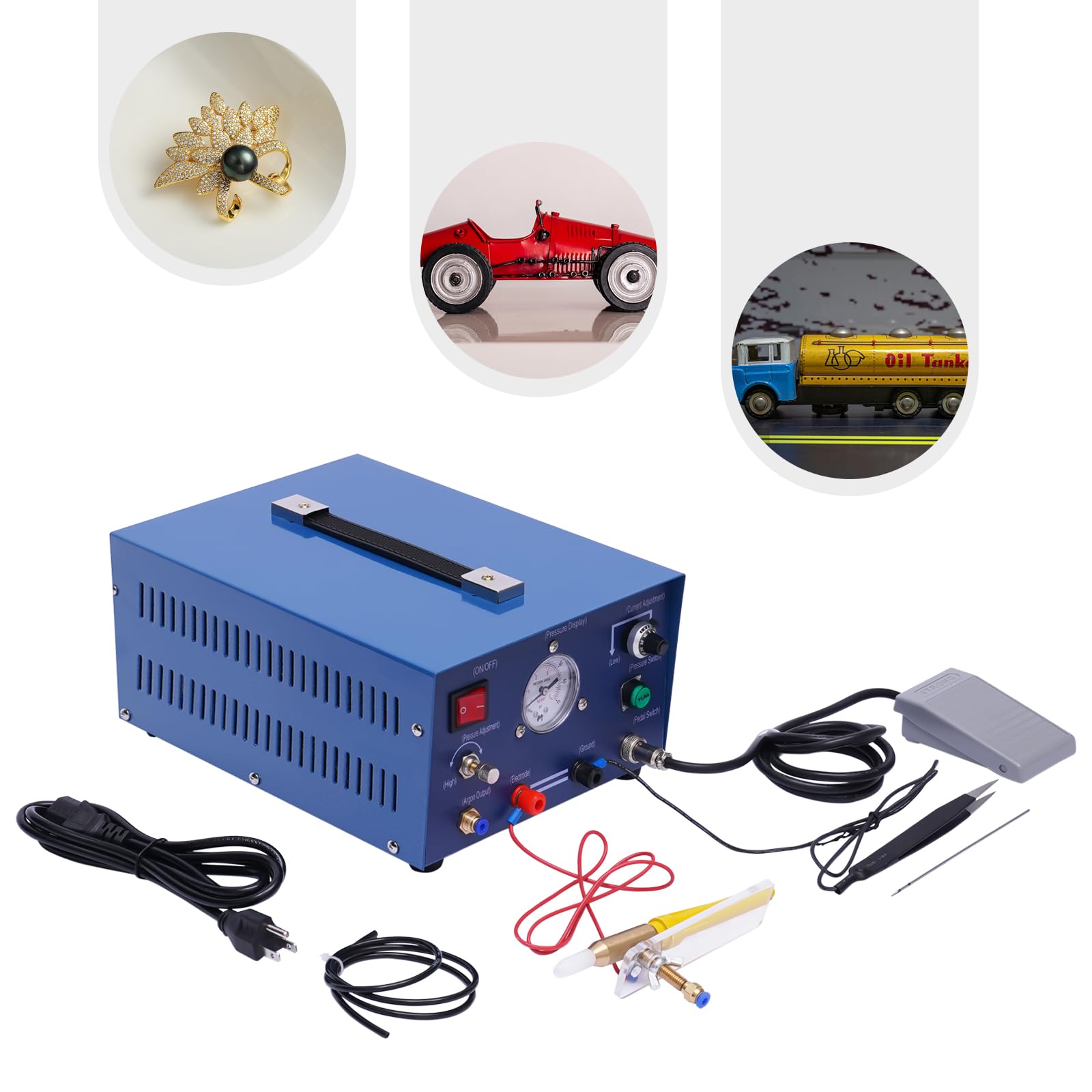 Eapmic Jewelry Spot Welding Machine Jewelry Pulse Argon Spot Welder 110V 800W 0.5-80A Portable Pulse Sparkle Jewelry Welder for Gold Silver Platinum with Foot Pedal