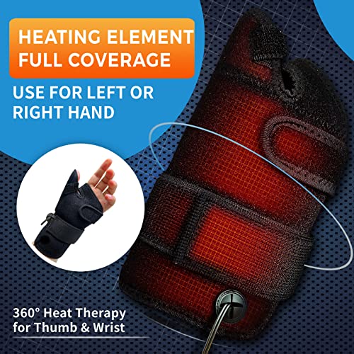 sticro Wrist Thumb Brace Heating Pad for Arthritis and Carpal Tunnel Relief, Hand Heating Pad for Sprains Trigger Thumb, Wrist Hand Tendonitis Pain Relief - Left Right Hand